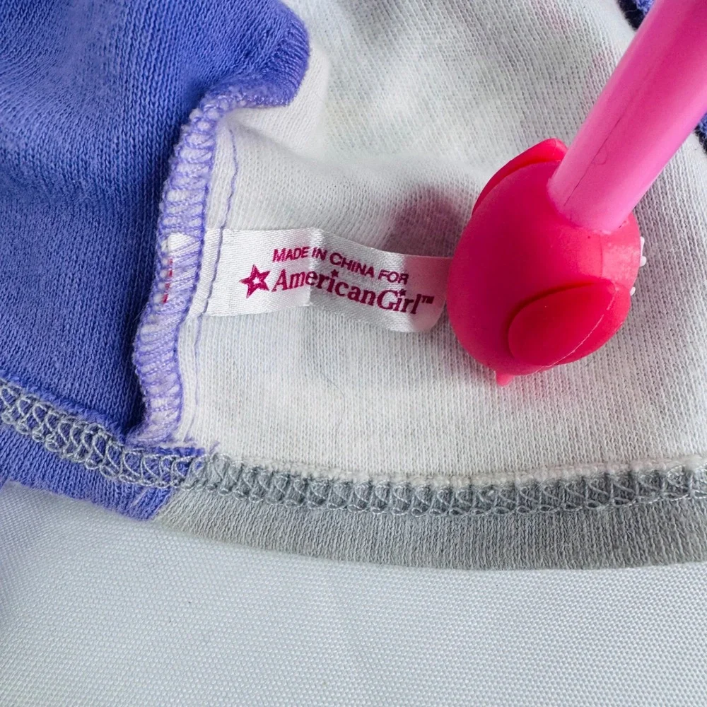 American Girl Doll Clothes Purple Blue Flower Long Sleeve Top‎